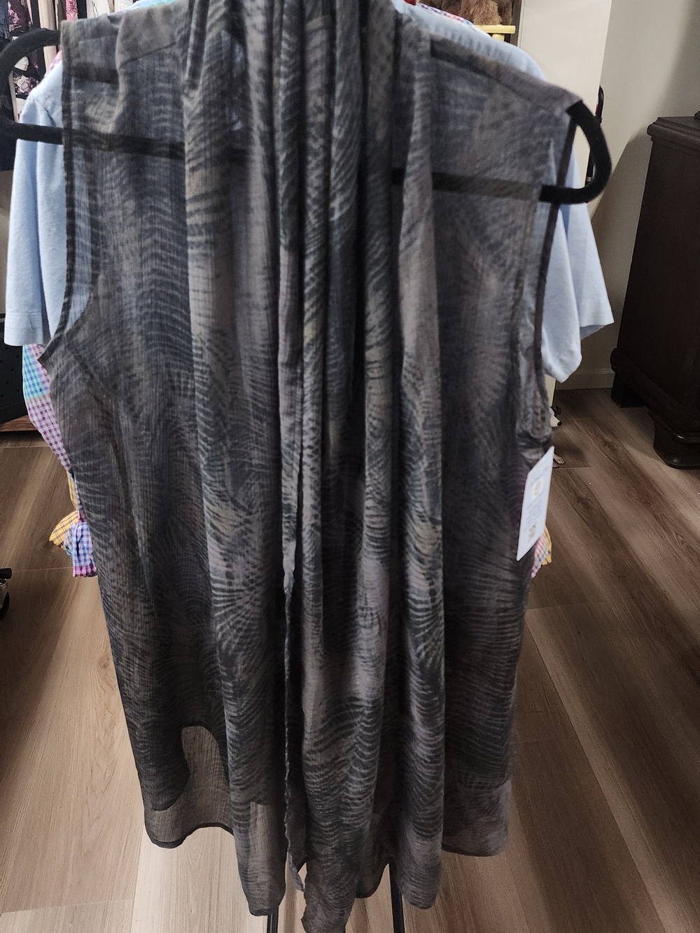 Coldwater Creek Sheer Gray-Blue Patterned Duster Vest